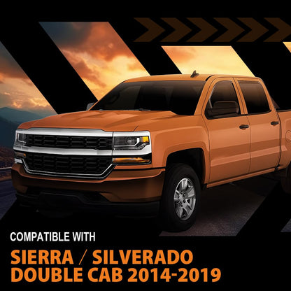 G-PLUS in-Channel Side Window Vent Visor Deflectors Rain Guards Fit Chevy Silverado 1500/2500 / 2500HD / 3500HD & GMC Sierra 1500 / 2500HD / 1500 Limited / 1500 LD Double Cab 2014-2019 4 PCS Smoky
