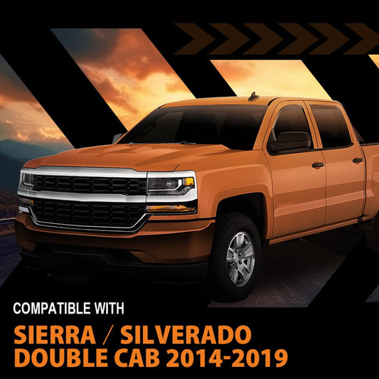 G-PLUS in-Channel Side Window Vent Visor Deflectors Rain Guards Fit Chevy Silverado 1500/2500 / 2500HD / 3500HD & GMC Sierra 1500 / 2500HD / 1500 Limited / 1500 LD Double Cab 2014-2019 4 PCS Smoky