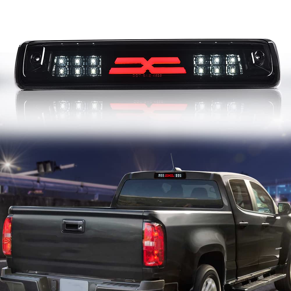 G-PLUS LED 3rd Third Brake Light Compatible with Chevy Colorado/GMC Canyon 2015 2016 2017 2018, High Mount Stop Cargo Lamp, Smoky Lens Black Housing, GM25971002 52019397