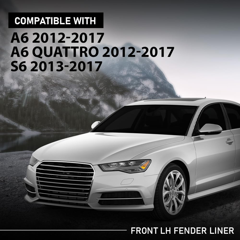 G-PLUS Front Left Fender Liner Inner, Compatible with Audi A6 A6 Quattro 2012-2017/ S6 2013-2017, Driver Side, 4G0821133D, AU1248132