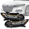 G-PLUS Headlights Assembly Compatible with 2018 2019 2020 Honda Accord Halogen High Beam Headlamps Chrome Signal Headlights (Black Passenger & Driver Side(Left+Right)), faros delanteros