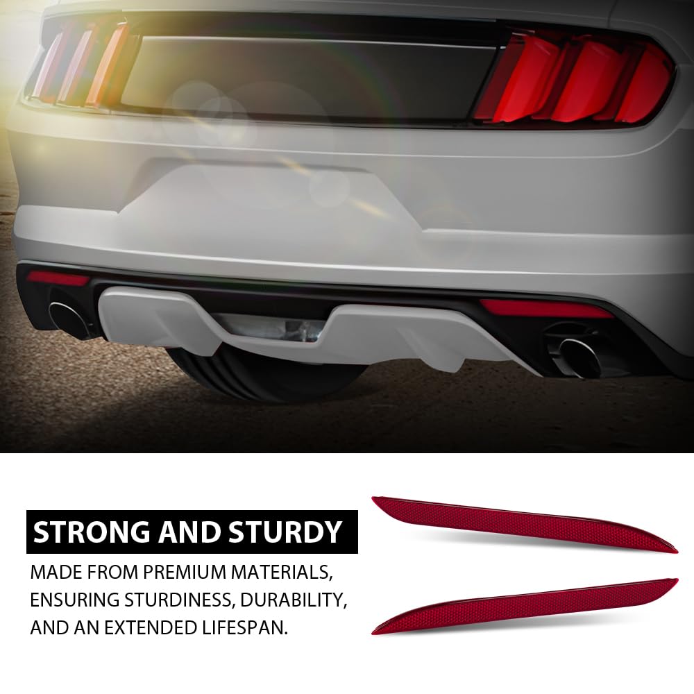 G-PLUS Pair Rear Bumper Reflector, Compatible with Ford Mustang EcoBoost 2015-2017, LH Driver & RH Driver Side 2PCS, FR3Z15A448A, FR3Z15A449A