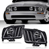 G-PLUS Headlights Assembly, Compatible with Ford Mustang 2005-2009 Left+Right Bumper Headlamps Clear Lens Black Housing Amber Reflector