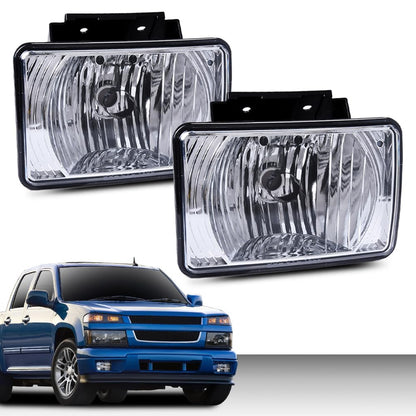 G-PLUS Clear Lens Front Bumper Fog Lights Assembly Compatible With Chevy Colorado/GMC Canyon | 06-08 Isuzu i-Series Clear Driving Fog Lamp Replacement Pair Left+Right