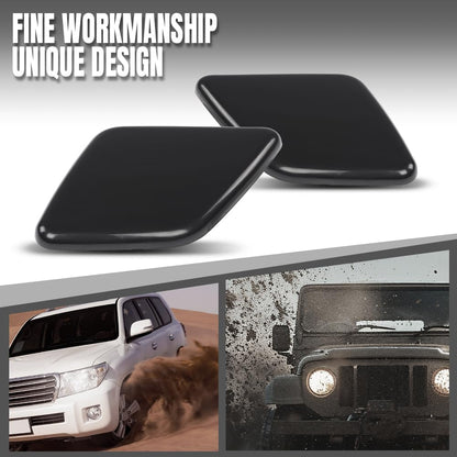 G-PLUS Headlight Washer Cover Cap Left & Right Compatible with Volvo XC90 2007 2008 2009 2010 2011 2012 2013 2014 39875253, 39875254 Glossy Black