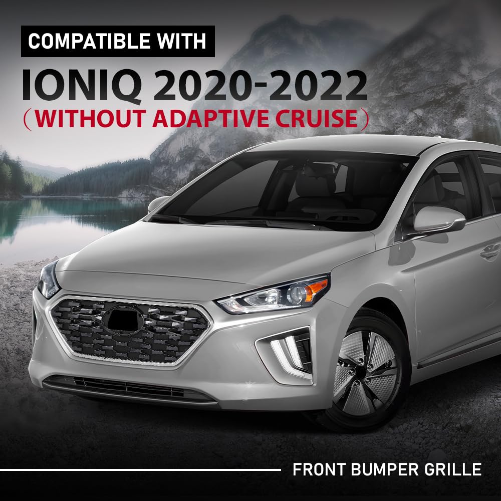 G-PLUS Front Bumper Grille Grill, Compatible with Ioniq 2020-2022 W/o Adaptive Cruise, 86350G2500, 86350 G2500