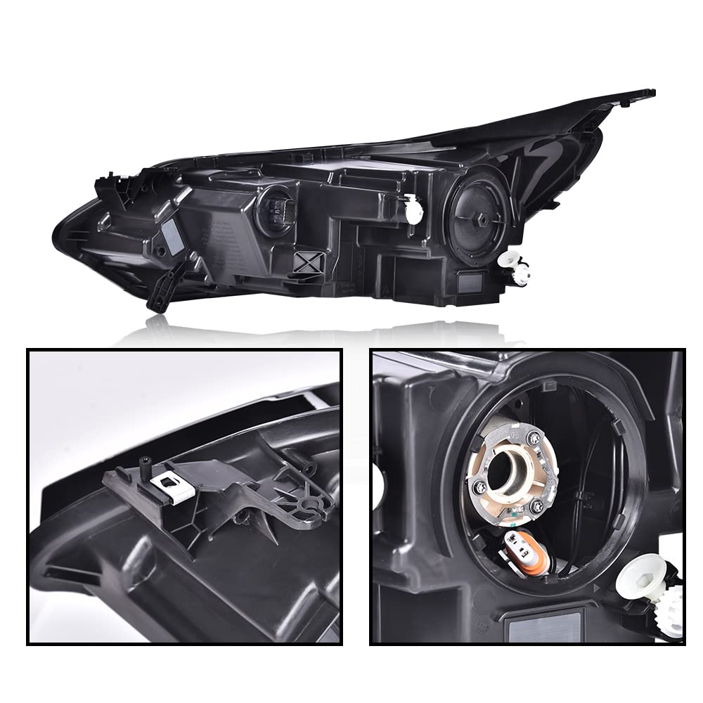 G-PLUS LED Headlight Assembly Compatible with Chevy Equinox 2018 2019 2020 w/Factory HID/Xenon,Passenger Right Headlamp Clear Lens Black Housing Amber Reflector Bumper Headlamps,faros delanteros