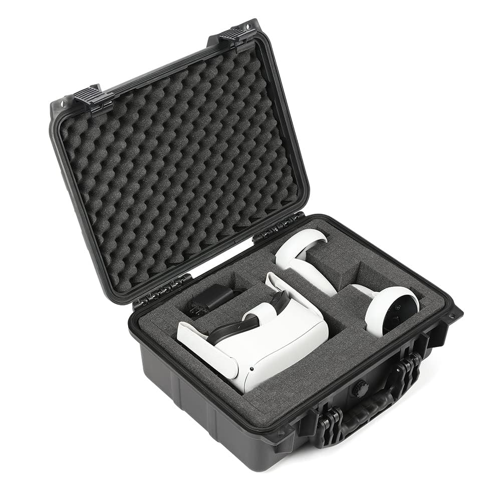 G-PLUS Hard VR Headset Carrying Case w/Foam Block Dividers,Waterproof Protector Storage Box Compatible with Meta Quest 3S/Quest 3/Quest 2,Travel Portable Case Fit Oculus Quest 3/Quest 2 Black Color