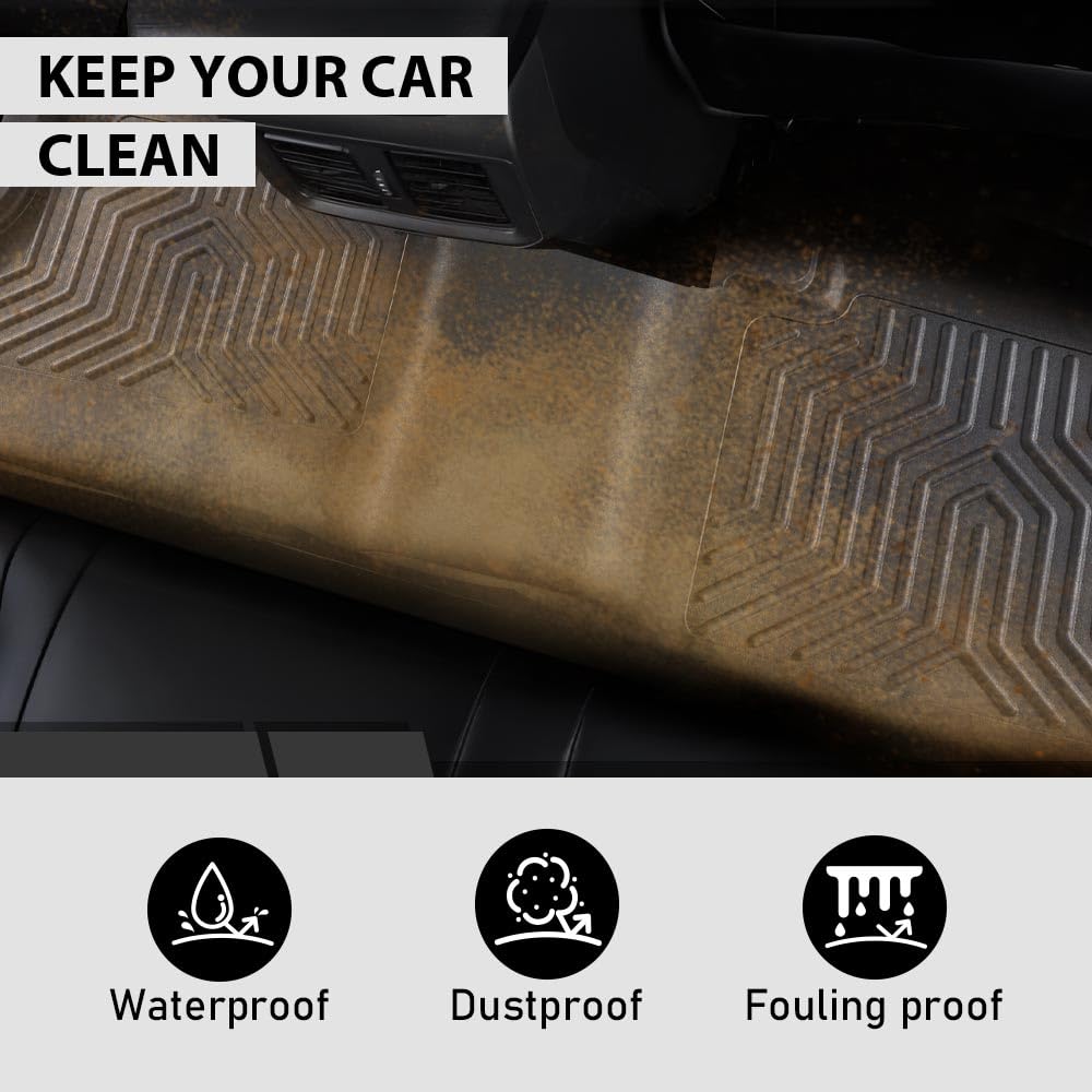 G-PLUS Floor Mats 3PCS Fit for Jeep Wrangler JL 2018-2025 Unlimited 4-Door Only (Not Fit for JK or 4XE), All Weather TPE Custom Fit Heavy Duty Floor Liners 1st & 2nd Row, Black