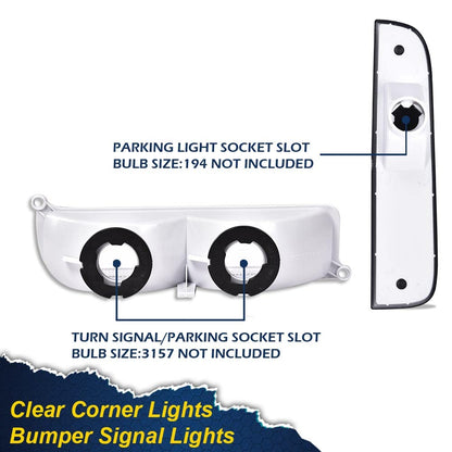 G-PLUS Corner Lights & Bumper Signal Lights Compatible with 1997-2001 Jeep Cherokee XJ,4 Pieces (Smoky lens Chrome Housing Amber Reflector)