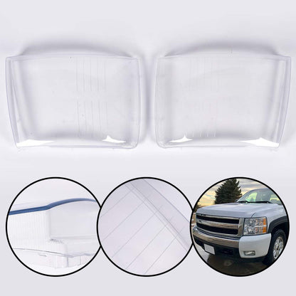 G-PLUS Front Headlight Lens Cover Compatible With Chevy Silverado 1500/2500HD/3500HD 2007-2013,Clear Lens,Left & Right Side