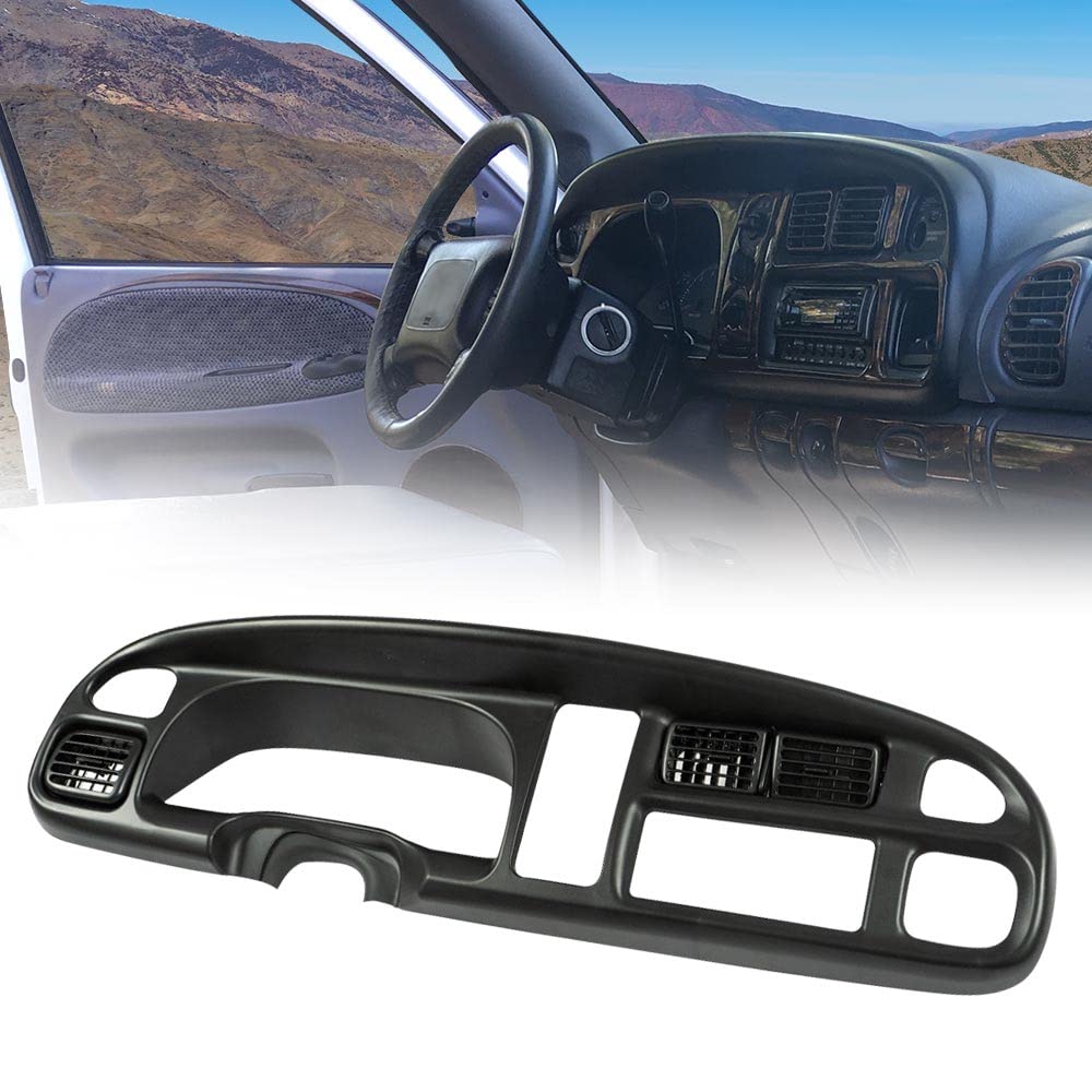 G-PLUS Dash Board Bezel Cover Instrument w/Vents Compatible with Dodge Ram 1500 1998 1999 2000 2001/ Dodge Ram 2500/3500 1998 1999 2000 2001 2002 (Black) 5GK51DX9AA, 5EU11DX9AB
