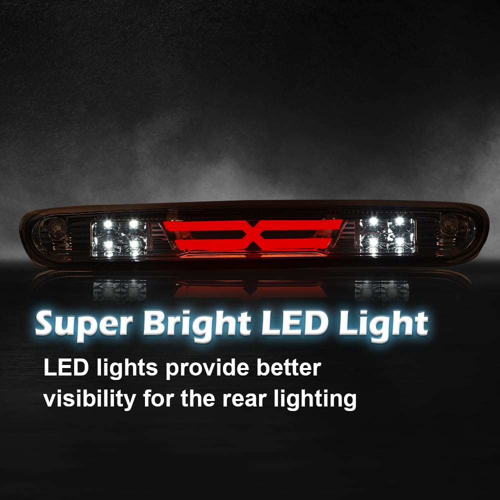 G-PLUS LED Third Brake Light Compatible With Chevy Silverado 2007 2008 2009 2010 2011 2012 2013 2014/ GMC Sierra,3RD LED Bar Brake/Cargo Light,Type X (Clear lens Chrome Housing Amber Reflector)