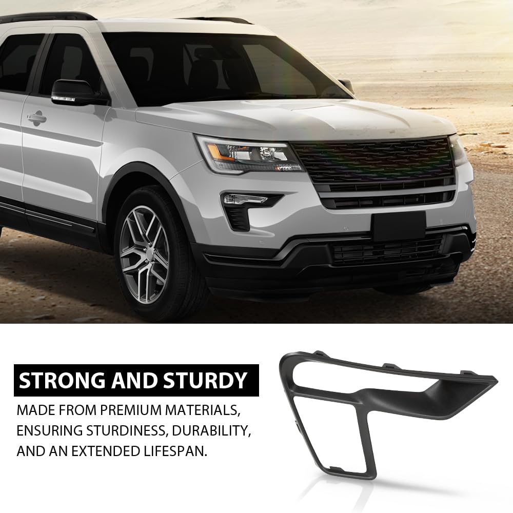 G-PLUS Front Right Fog Light Cover Lamp Bezel, Compatible with Ford Explorer (submodel: Base, Limited, Platinum, Sport, XLT) 2018 2019, Passenger Side, JB5Z17B968BA, FO1039181