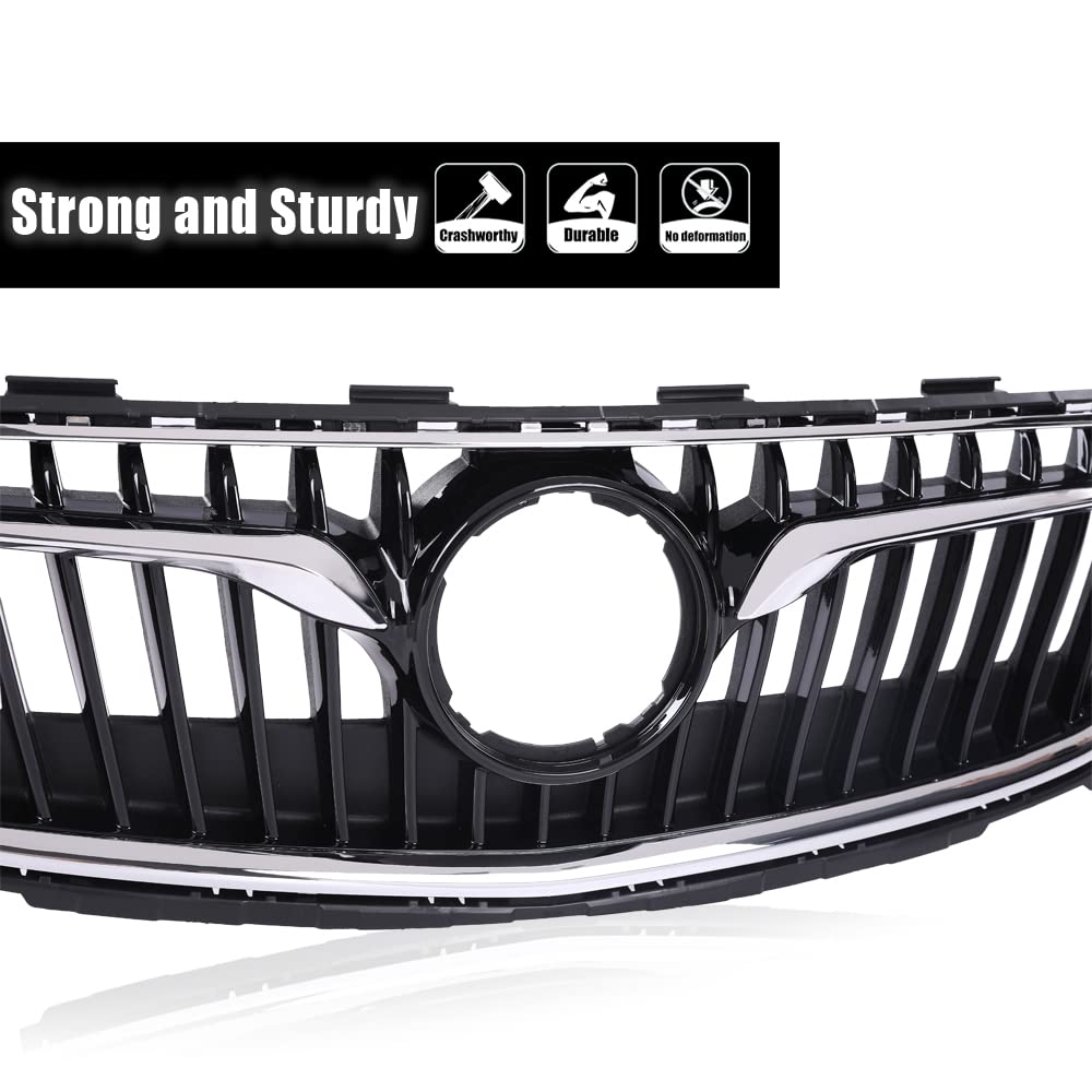 G-PLUS Front Bumper Grille Upper Black/Chrome Compatible with 2018-2020 Buick Regal TourX 39119344