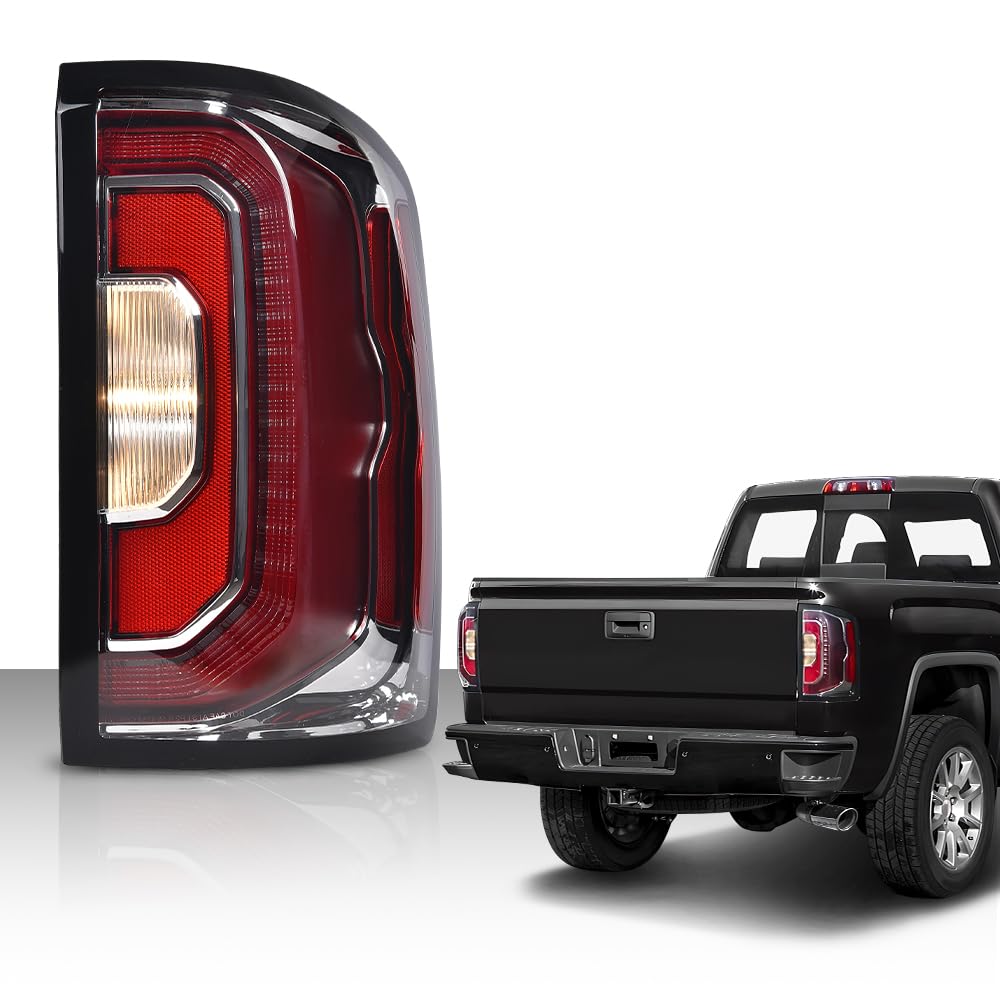 G-PLUS LED Tail Light Lamp w/Bulbs RH Passenger Side Compatible with GMC Sierra 1500 2016-2018/Fit GMC Denali 1500 2016-2018/Fit GMC Sierra 1500 Limited 2019, Luces Traseras Rear Brake Lamps Assembly