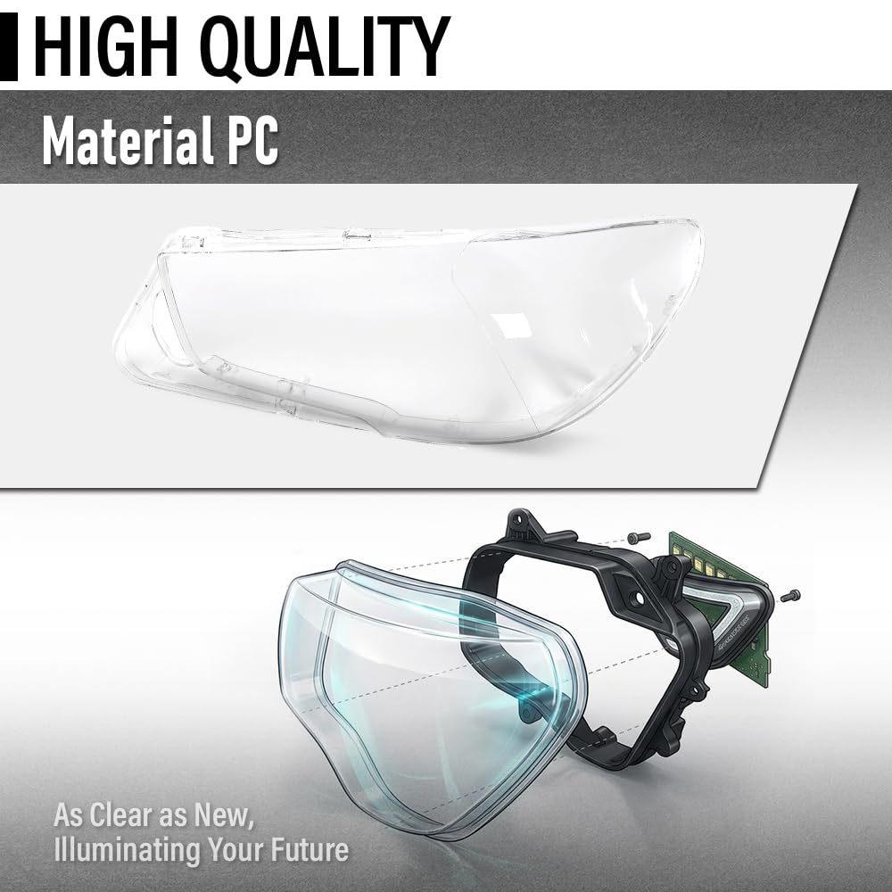 G-PLUS Headlight Lens Cover Compatible with BMW 5-Series GT F07 2010-2017 Left & Right Pair Front Headlamp Lens Cover Clear