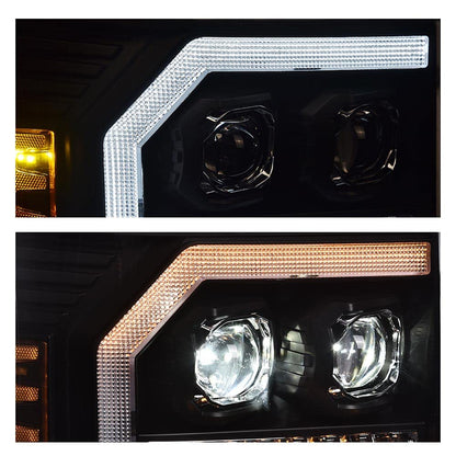 G-PLUS LED DRL Headlights Assembly Fit GMC Sierra 1500 2007-2013/Fit GMC Sierra 2500HD 3500HD 2007-2014 Headlamps Clear Lens Black Housing Amber Reflector 20980241 20980242 22853030,faros delanteros