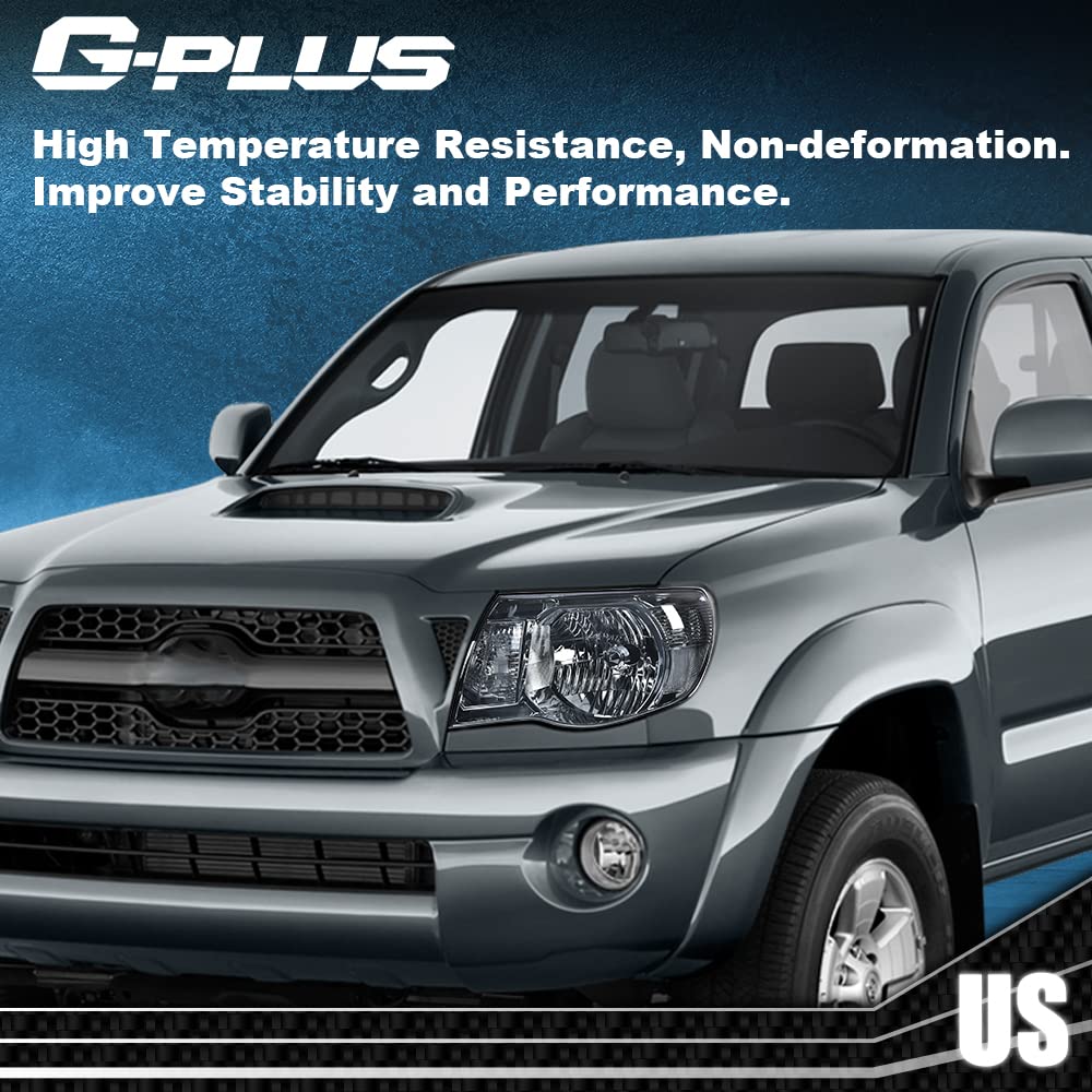 G-PLUS Headlights Assembly Compatible with Toyota Tacoma 2005 2006 20007 2008 2009 2010 2011 Bumper Headlamps Smoky Lens Chrome Housing Clear Reflector,faros delanteros