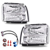 G-PLUS Headlights Assembly, Compatible with Ford F250 F350 F450 F550 Super Duty 1999-2004/Fit Ford Excursion 2000-2004 Bumper Headlamps, Clear Lens Chrome Housing Clear Reflector,faros delanteros