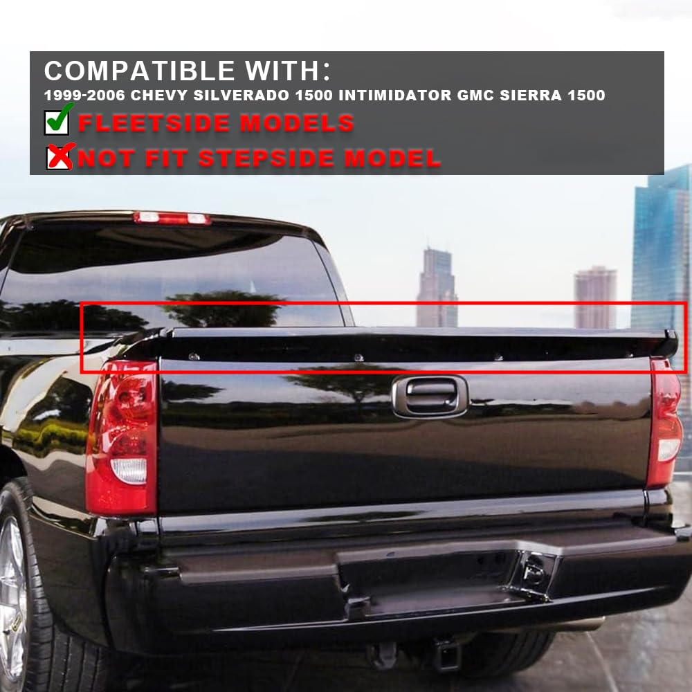 G-PLUS Rear Tailgate Spoiler Wing Compatible with 1999-2006 Chevy Silverado 1500 Intimidator/GMC Sierra 1500 Pick Up Truck (Only Fit Fleetside Models. Not Fit Stepside Model)