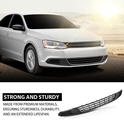 G-PLUS Front Bumper Lower Grille & Fog Light Bezel Compatible with Volkswagen Jetta Sedan 2011-2014 Black (NOT Fit any Wagon Models) 5C6853671RYP, 5C68536659B9, 5C68536669B9, VW1036120 Chrome Grill