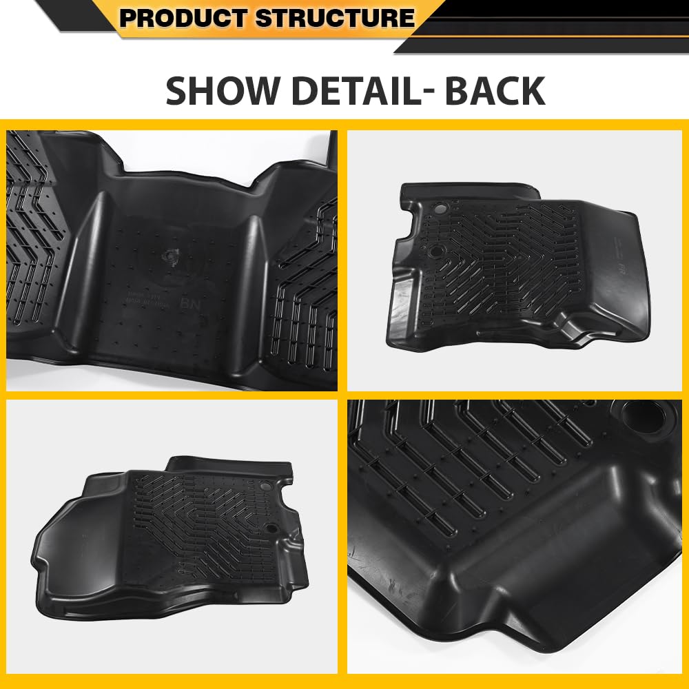 G-PLUS TPE Cargo Liners Compatible with Nissan Frontier 2022-2025 (Only Fit Crew Cab w/2nd Row Under-Seat Storage,Not Fit King Cab) 3PCS 1st & 2nd Row All Weather Full Cover Protection