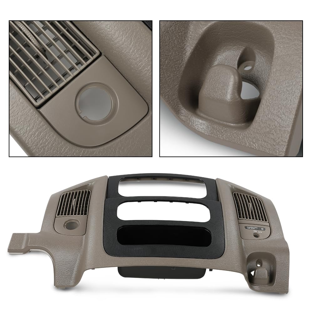 G-PLUS Dash Radio Trim Bezel Cover Surround Panel w/Air Vent & Storage Compatible with Dodge Ram 1500 2002-2005/Fits Dodge Ram 2500 3500 2003-2005 Beige