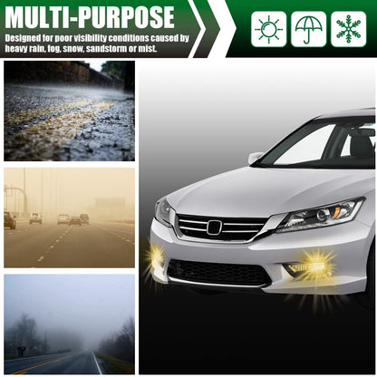 G-PLUS Fog Light Lamps Kit Compatible With 2013-2015 Honda Accord Sedan,Driving Fog Lamps W/Switch Bulbs Bezel Driver & Passenger Pair (Yellow Lens)