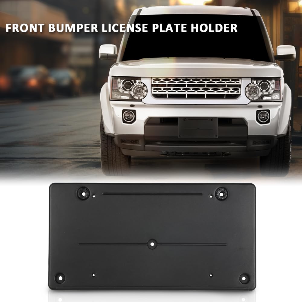 G-PLUS Front Bumper License Plate Holder Mounting Bracket Compatible with Discovery 4 / LR4 2010-2016 Black