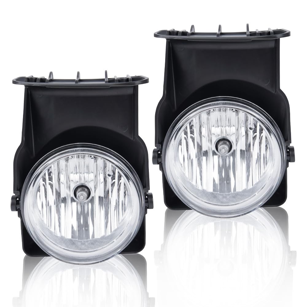 G-PLUS Bumper Fog Lights Compatible With 2003-2006 GMC Sierra 1500 2500 3500 Pickup Clear Driving Fog Lamps W/o Wiring Kit Left+Right Side