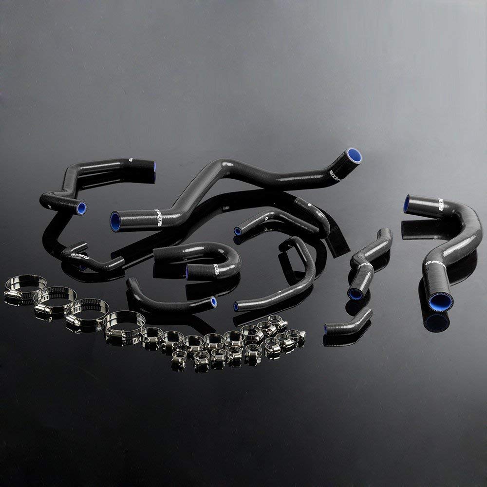 G-PLUS Silicone Radiator Hose Pipe Kit Clamps Compatible With Honda Civic/CRX EE EF/CR-X Base/DX/HF/Si 1988-1991,Black