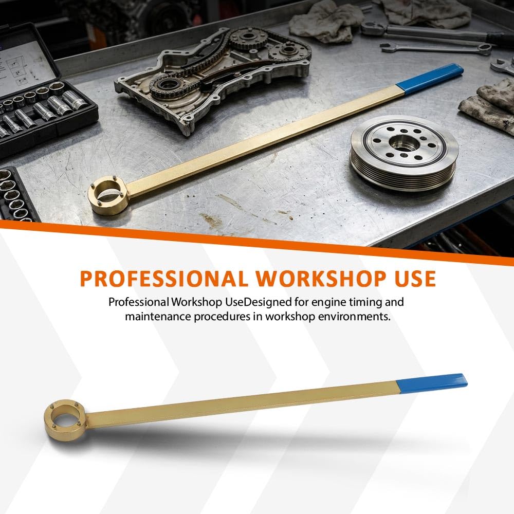 G-PLUS Crank Pulley Holding Vibration Damper Locking Tool Compatible with TFSi/TSi 1.8 & 2.0L TSI Petrol Engines Found in The VAG Ranges 45 Steel Gold