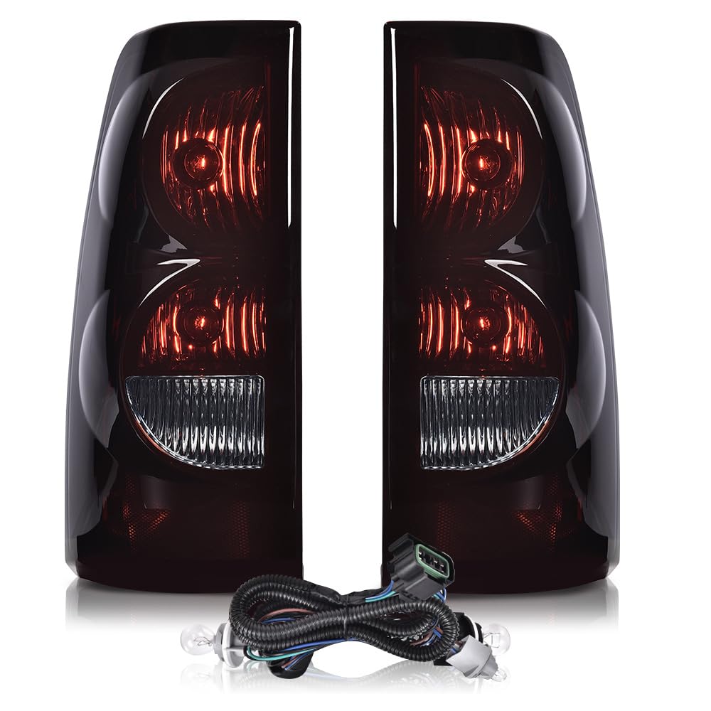 G-PLUS Rear Tail Lights Assembly w/Wiring Harness Replacement Compatible with 2003-2006 Chevy Silverado 1500 2500 3500 Luces Traseras Rear Brake Lamps Assembly