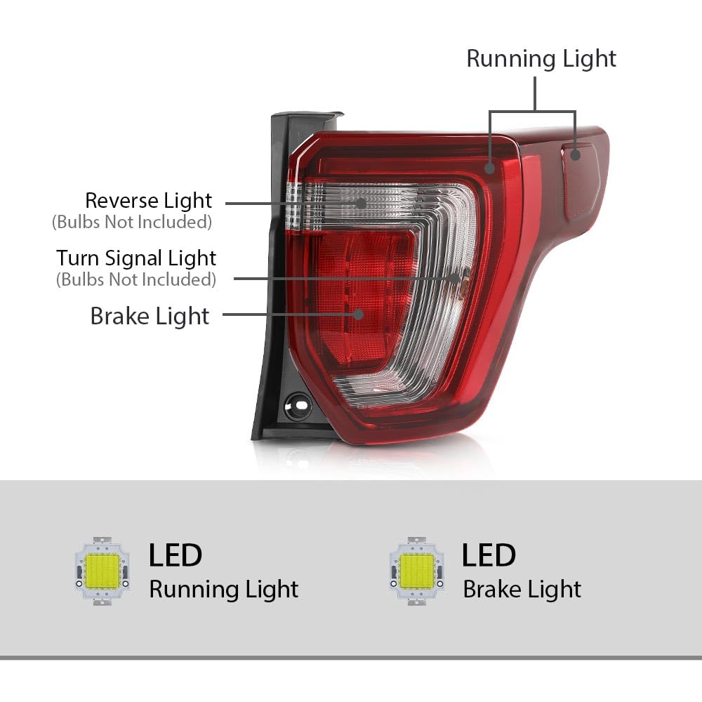 G-PLUS Tail Light Assembly Rear Brake Lamp Right Side Without Wiring Harness & Bulb Compatible with Ford Explorer 2016-2019 FB5Z13405A Faros Traseros Luces Traseras