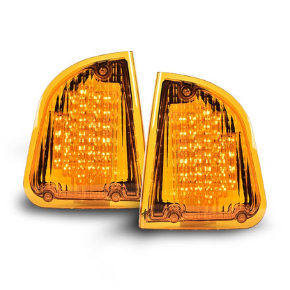 G-PLUS 2pcs Amber LED Turn Signal Lights Compatible with Kenworth 2008 & Older K300 T300 T330 T600 Front LH & RH Side Marker Turn Signal Corner Lights Parking Lights Assembly K256-509 P54-1038