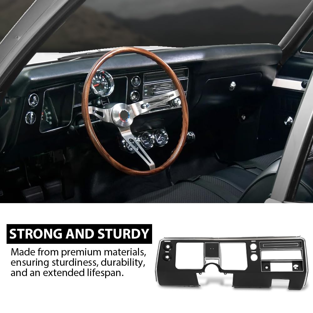G-PLUS Dash Instrument Panel Bezel Cover, Compatible with Chevy Chevelle El Camino 1968 Without Air Black