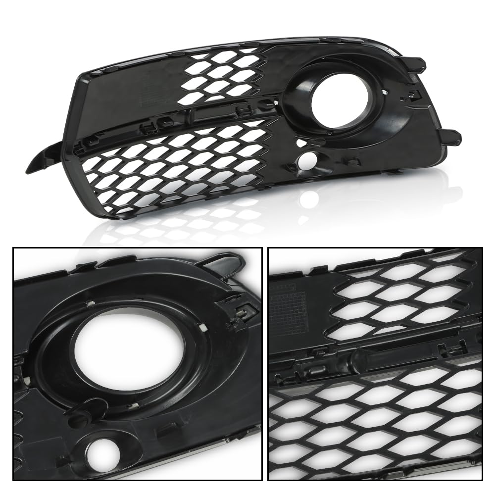 G-PLUS Front Bumper Fog Light Covers Grille Bezel Pair Compatible with Audi Q5(8R) MK1 2013-2017 AU1038123, AU1039123, 8R0807682JBJI, 8R0807681MBJI, AD8222133, AD8222134