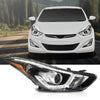 G-PLUS Headlight DRL LED Projector Right Passenger Compatible with Hyundai Elantra 2014-2016 Clear Lens Black Housing Amber Reflector Bumper Headlamps,faros delanteros
