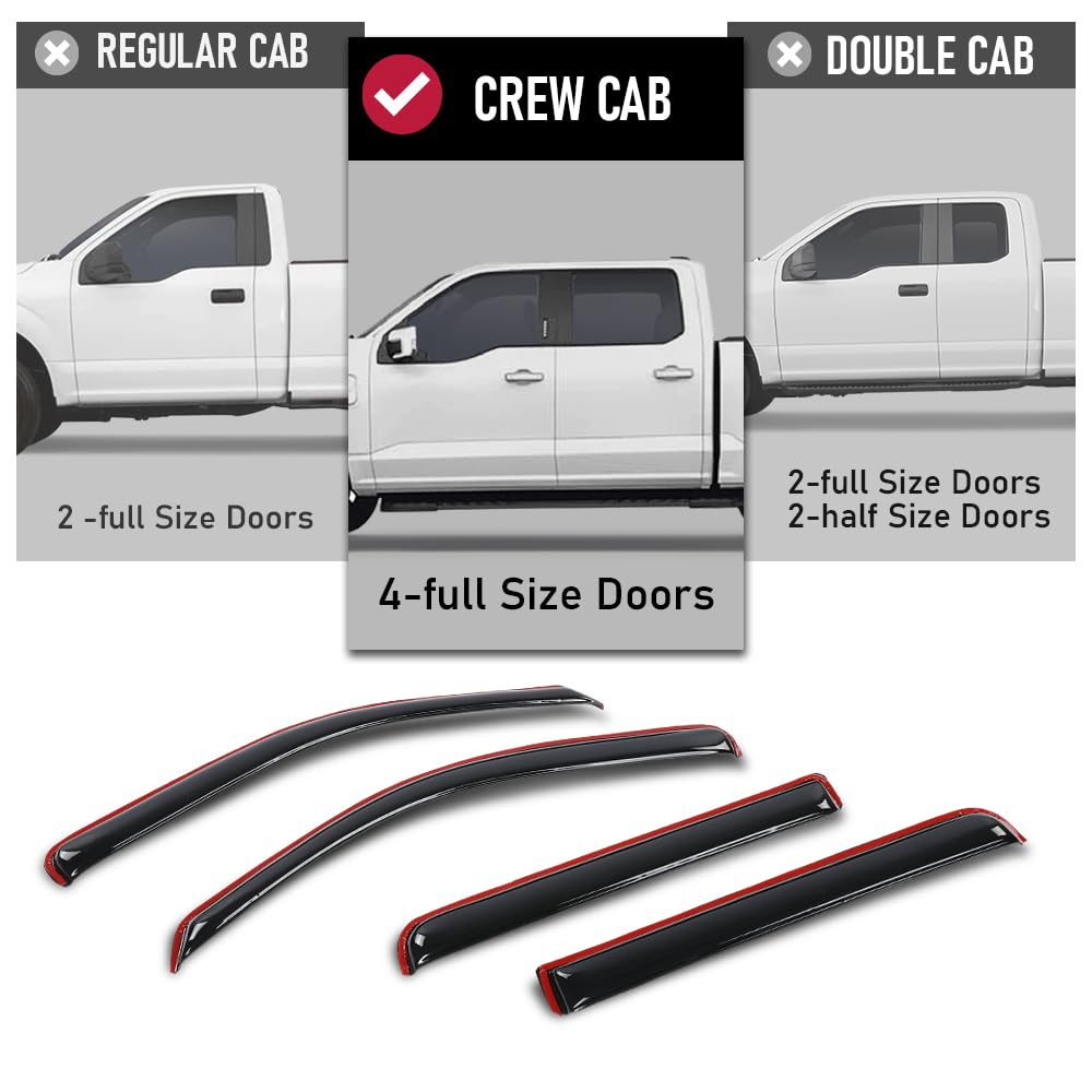 G-PLUS in-Channel Auto Vent Window Visors 4pcs Compatible with Nissan Frontier Crew Cab 2022-2025 in-Channel Rain Guards Smoky