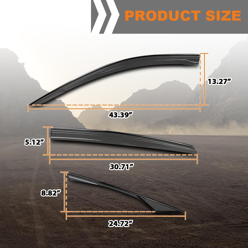G-PLUS Out-Channel Window Vent Visor Deflectors Tape-On Side Rain Guards Compatible with Honda Accord 2018-2022 Impact-Resistant PMMA 6 PCS Smoky
