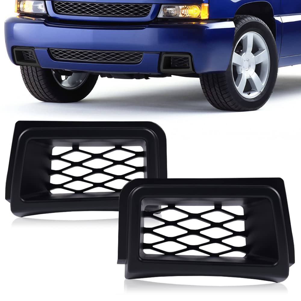 G-PLUS Front Bumper Caliper Air Duct Compatible with Chevy Silverado 1500 2003 2004 2005 2006 2007 SS-Style Left & Right Pair (Black) 89025754 89025753