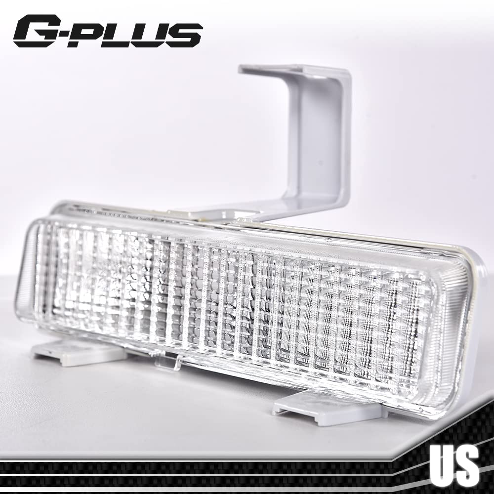 G-PLUS Front Bumper Mounted Side Marker Turn Signal Light Assembly Compatible with Chevy 85-90 Caprice Base 80-81 Caprice Classic Landau 914550, GM2521116 914549 GM2520115