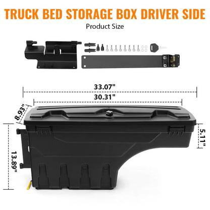 G-PLUS Truck Bed Storage Box Tool Box Left Driver Side Compatible with Chevy Colorado/GMC Canyon 2015-2020