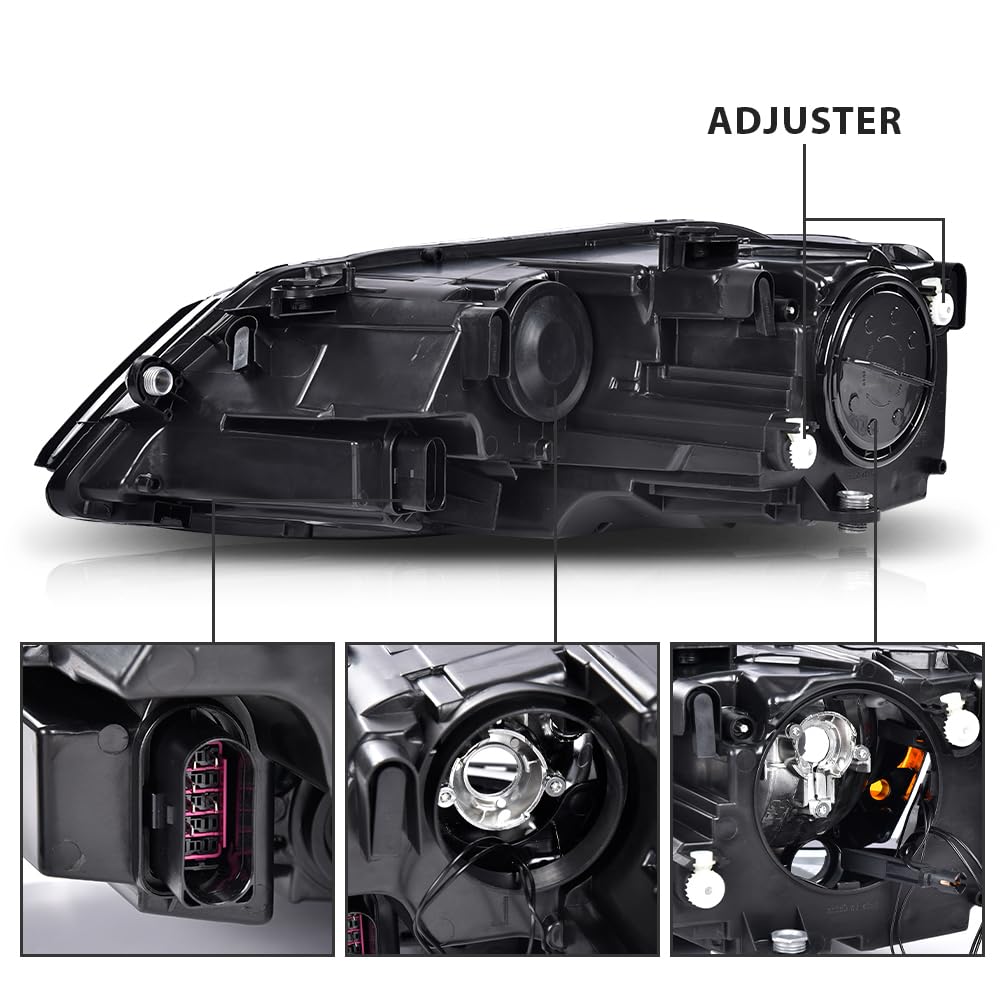 G-PLUS Headlights Headlamps w/Bulbs Compatible with Volkswagen Jetta 2011-2018 Left Right VW2502146, VW2503146 Clear Lens Black Housing Amber Reflector