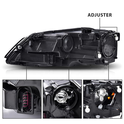 G-PLUS Headlights Headlamps w/Bulbs Compatible with Volkswagen Jetta 2011-2018 Left Right VW2502146, VW2503146 Clear Lens Black Housing Amber Reflector
