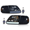 G-PLUS LED DRL Headlights & Corner Park Lights Fit Ford Expedition 1997-2002/Fit F150 1998-2003/Fit F250 Light Duty 1997-1999 Smoke Lens Black Housing Amber ReflectorBumper Headlamps,faros delanteros