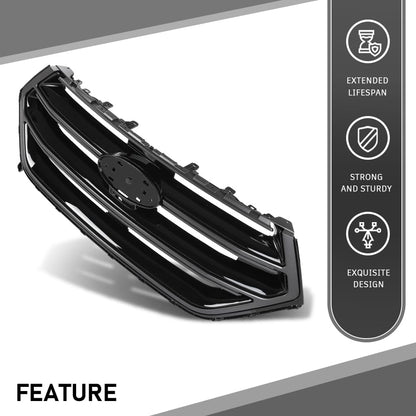 G-PLUS Front Upper Grille W/Camera Hole, Compatible with Ford Edge 2015-2018, Gloss Black, FT4Z8200DA, FO1200562C Black