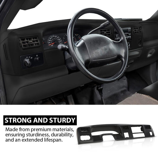 G-PLUS Dash Bezel Radio Cluster Trim Panel 4x4 Black Compatible with Ford F250 F350 Super Duty 1999-2004 with Hole