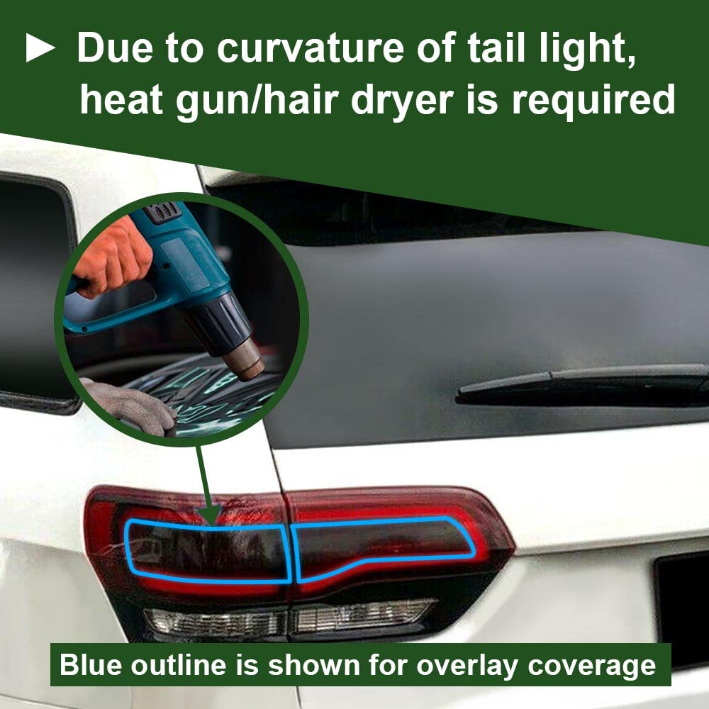 G-PLUS Tail Lights Smoke Rear Precut Tint Vinyl Decal Compatible with 2014-21 Grand Cherokee,A Pair